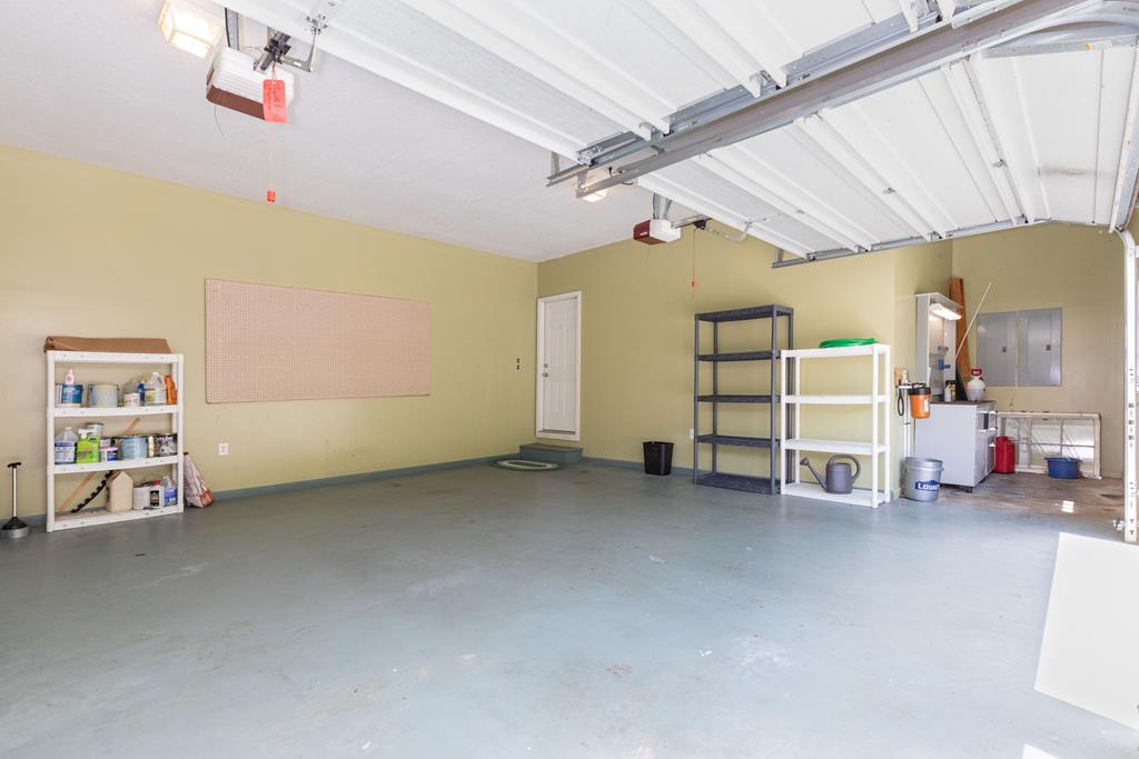 Garage with work space in corner