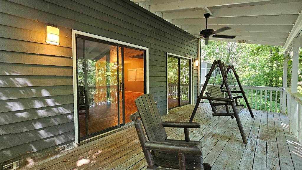 Spacious covered deck w/ living room access