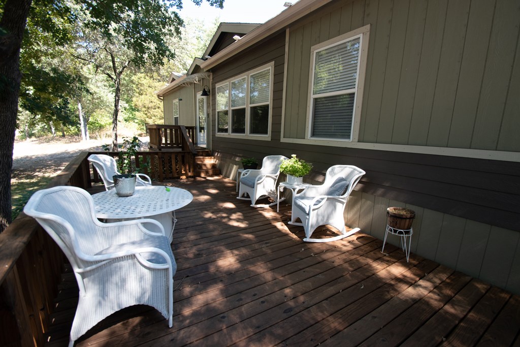 Large front porch.  Sit and look at the lake