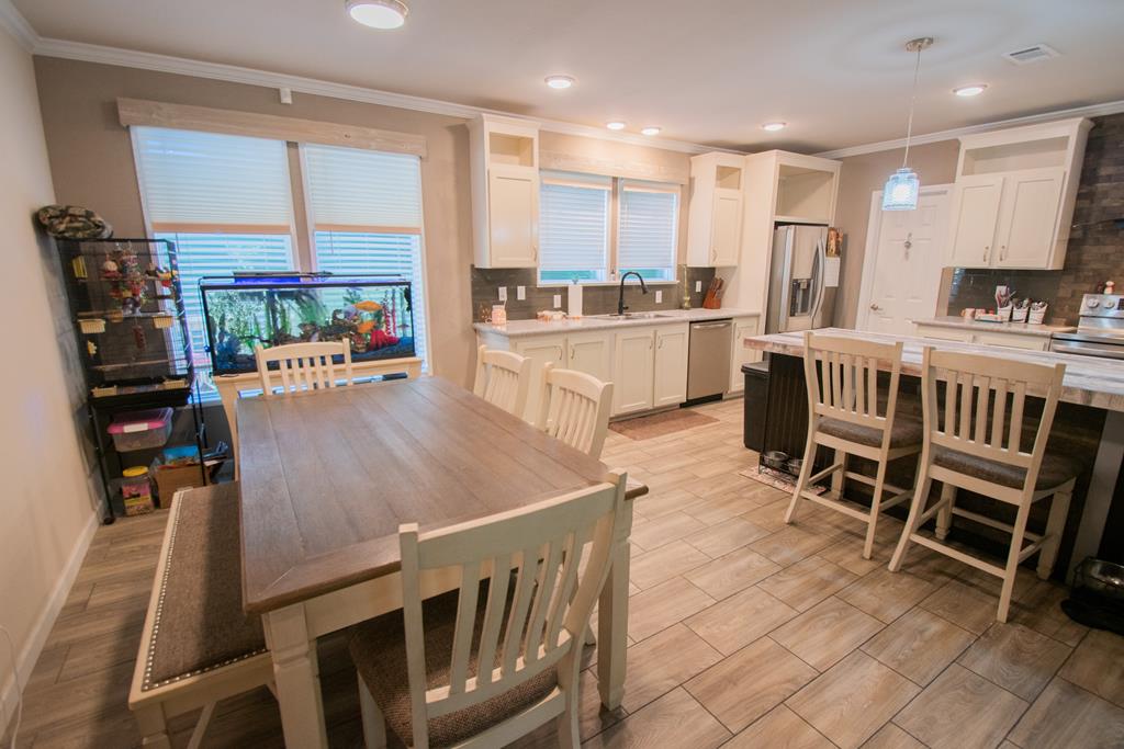 open concept kitchen and dining