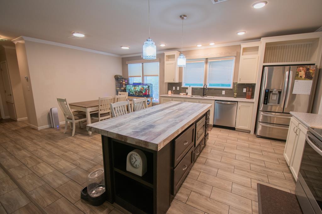 Large kitchen with great island with seating