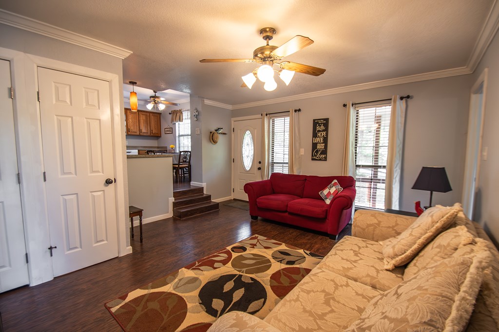 living area toward kitchen and front entry