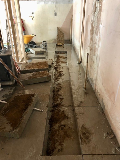 removed flooring for new plumbing