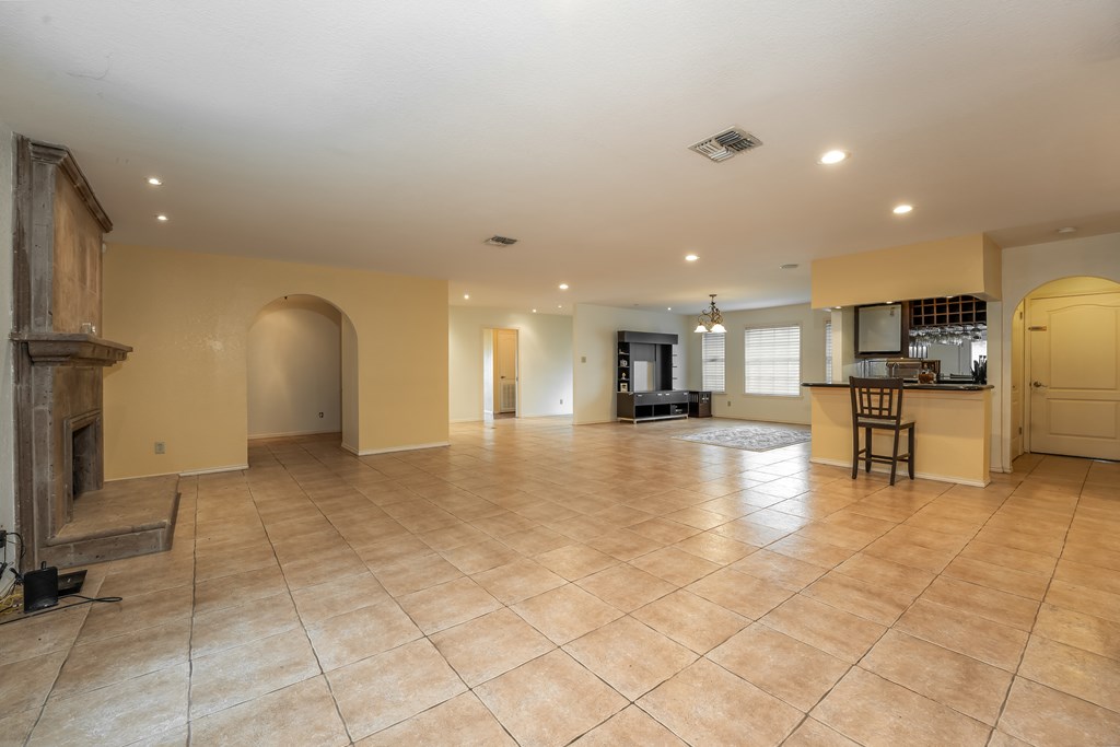 Living room with fireplace