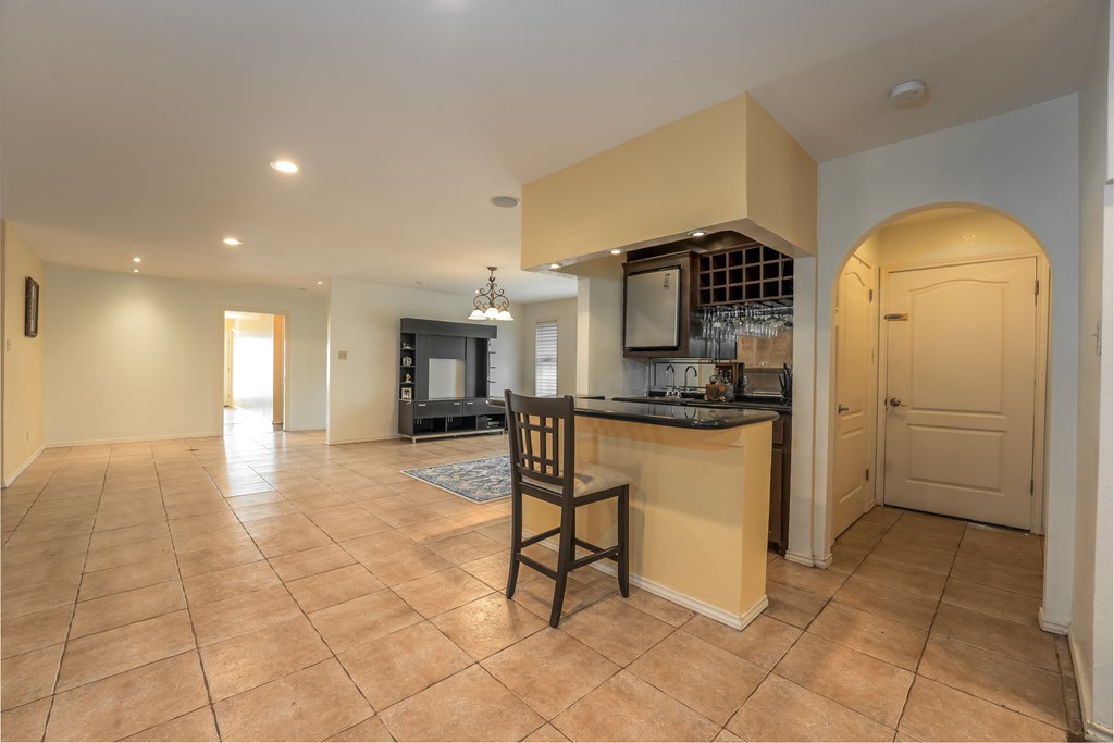 Wet Bar and hallway to garage and laundry room