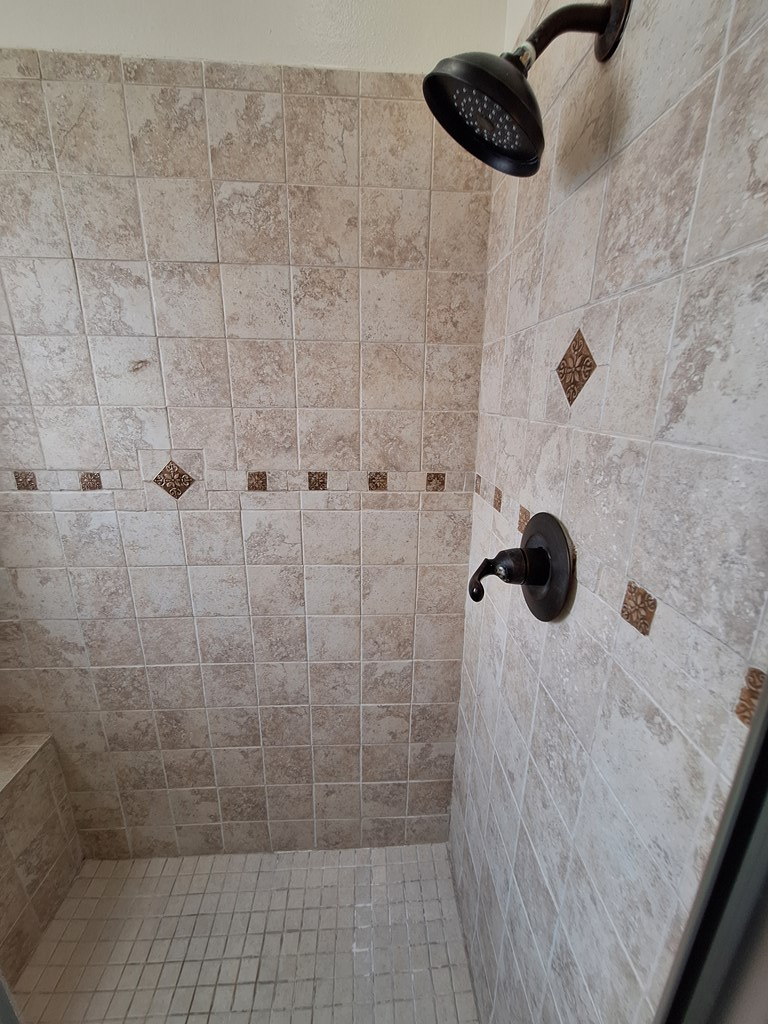 Tiled walk-in shower