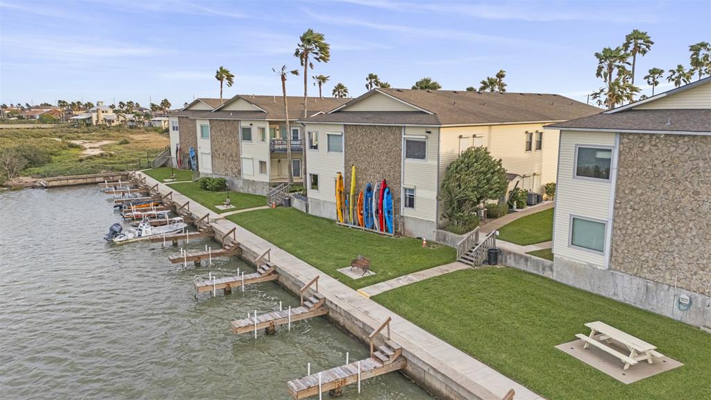 Bayfront complex with boat slips