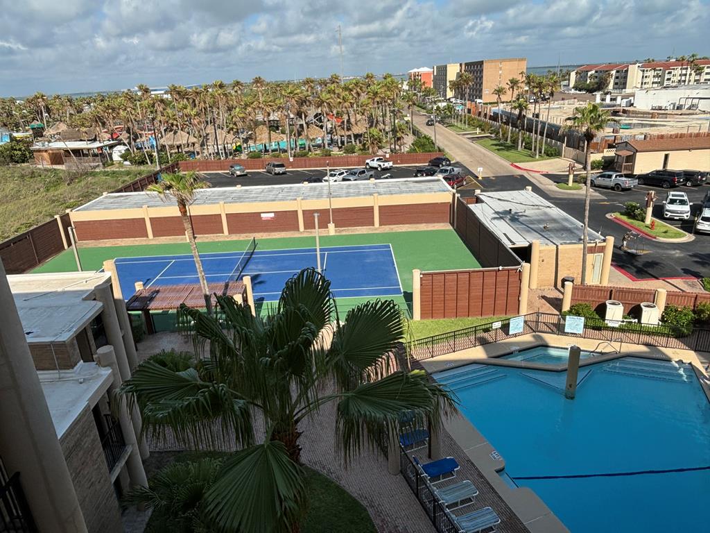 Building 1 pool and tennis court