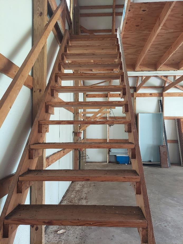 Barn interior stairs to loft