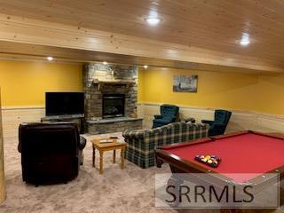 Basement gathering/fireplace