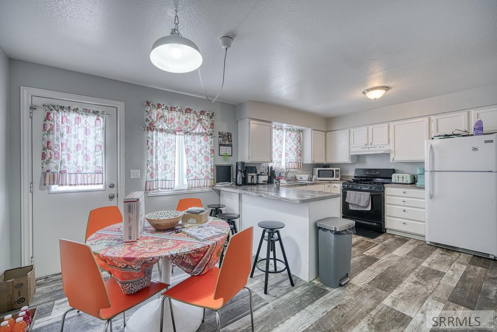 Upstairs dining and kitchen