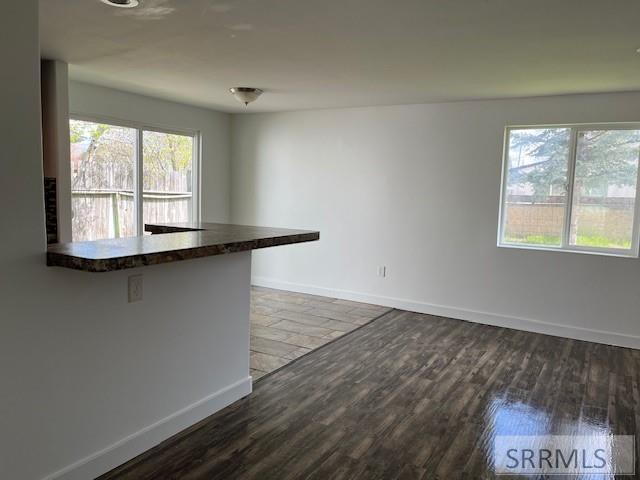 Breakfast bar into living room 