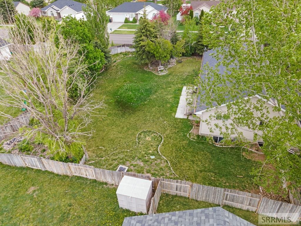 drone view of backyard