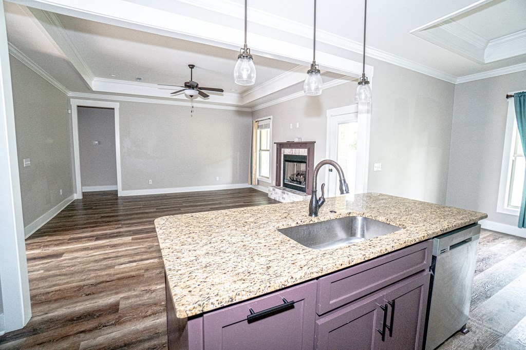 Kitchen View Into Family Room