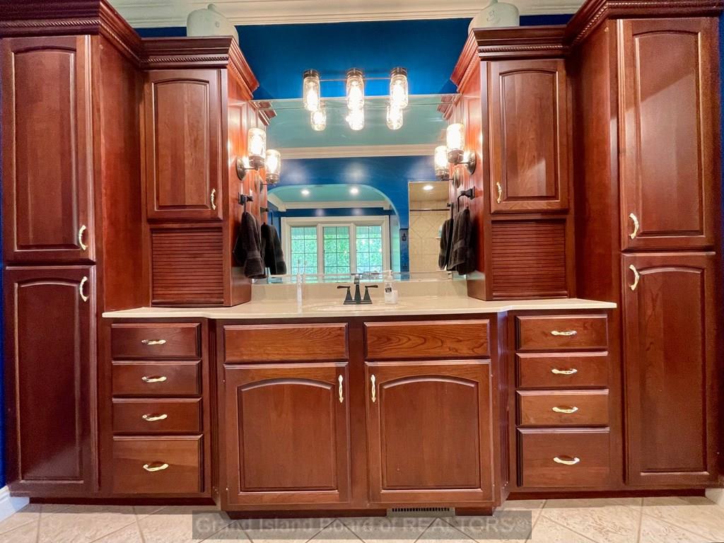 Main bath with custom cabinets