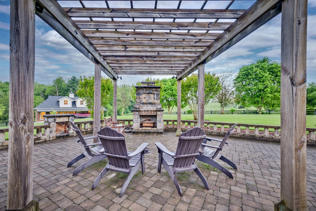 Pergola with fireplace