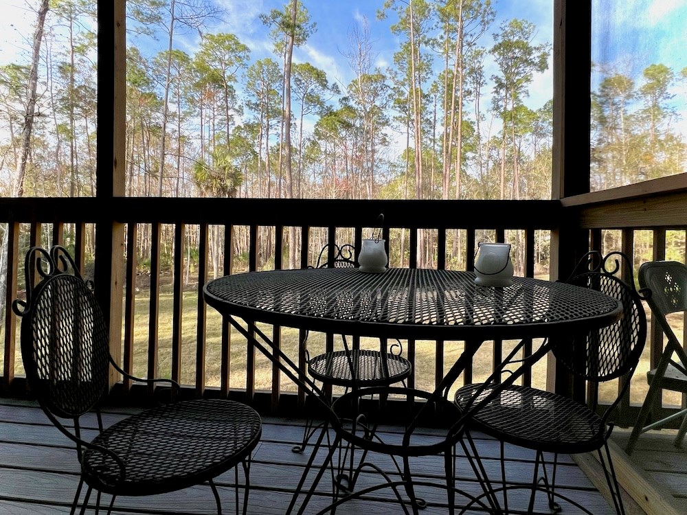 Picnic Table with Pond View