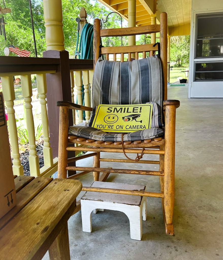 Porch Rocker with Warning