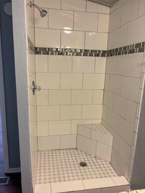 custom-tiled walk-in shower